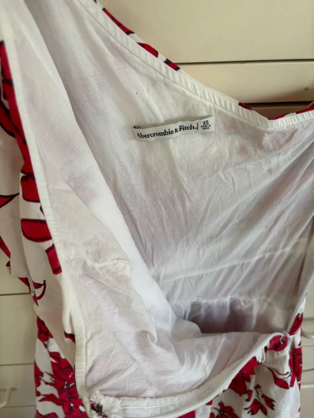 Abercrombie & Fitch White Maxi Dress with Red Floral Print